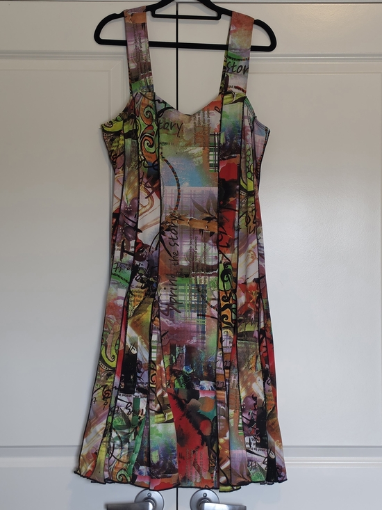 Clientele Dresses & Skirts - VINTAGE CLIENTELE ABSTRACT ART PRINT FLARED MIDI SUNDRESS SIZE L